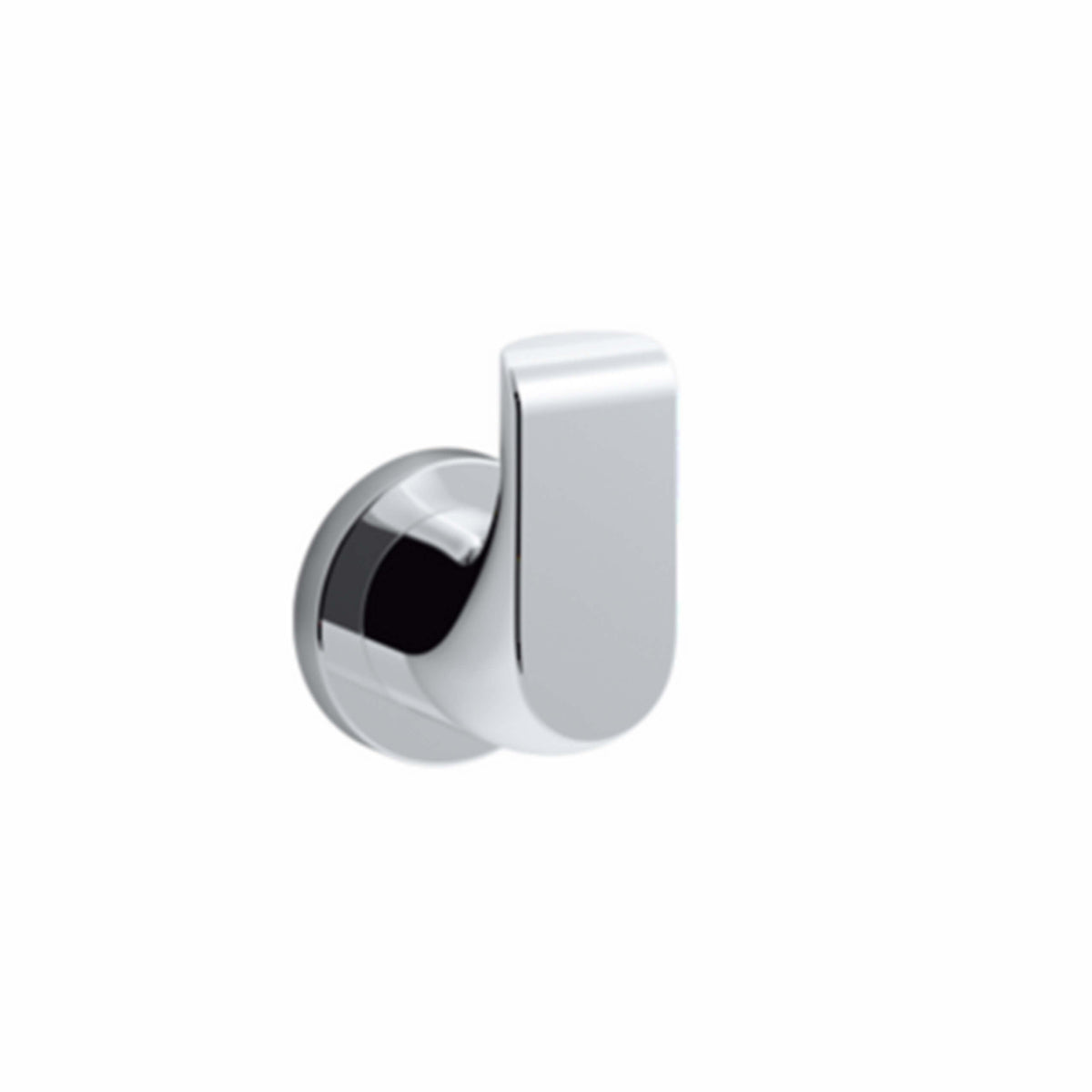 Kohler Avid KL polished chrome robe hook with curved arm on white background by Tilemall