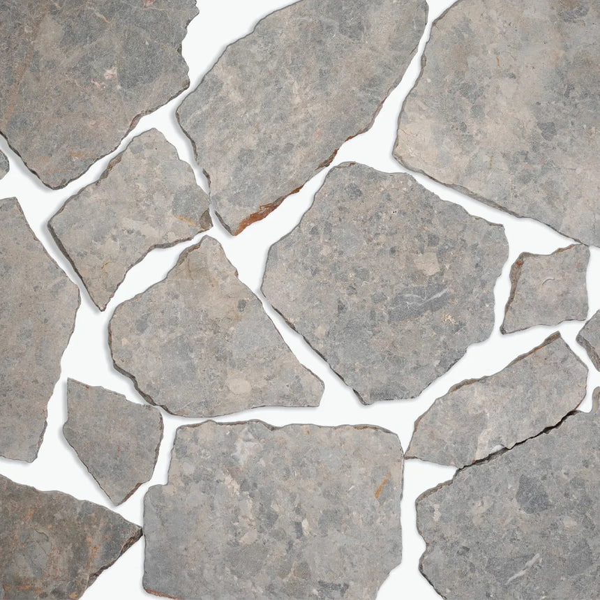 Valas Marble crazy paving with grey marble with pale joints by Tilemall