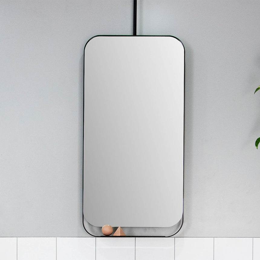 ADP Allegra Framed Mirror 500x1000mm Rounded Rectangle Matte Black Framed Mirror ADP