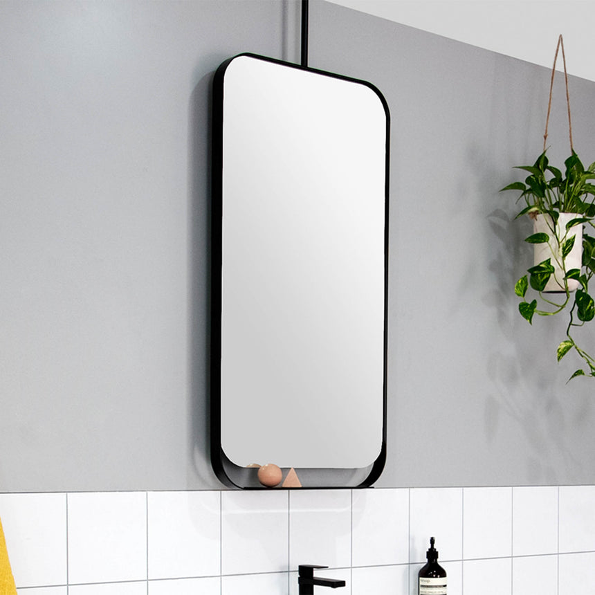 ADP Allegra Framed Mirror 500x1000mm Rounded Rectangle Matte Black Framed Mirror ADP