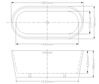 Agena Acrylic Freestanding bath Overflow 1800mm Gloss White