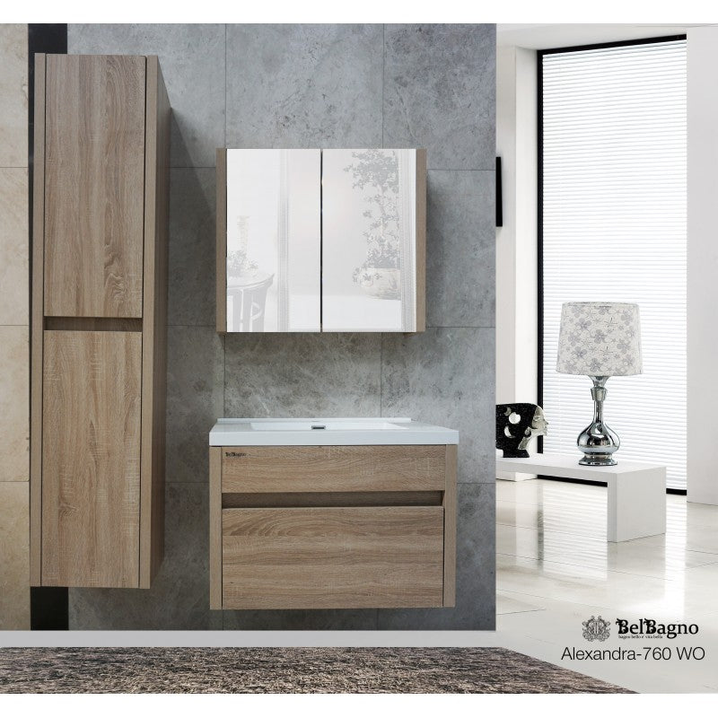 BelBagno Alexandra 760mm Wall Hung Vanity — White Oak — ALEX-760W-WO — view 1