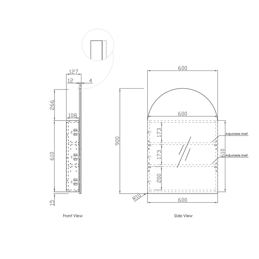 Archie Shaving Cabinet 900x600mm Shaving Cabinet Otti Australia