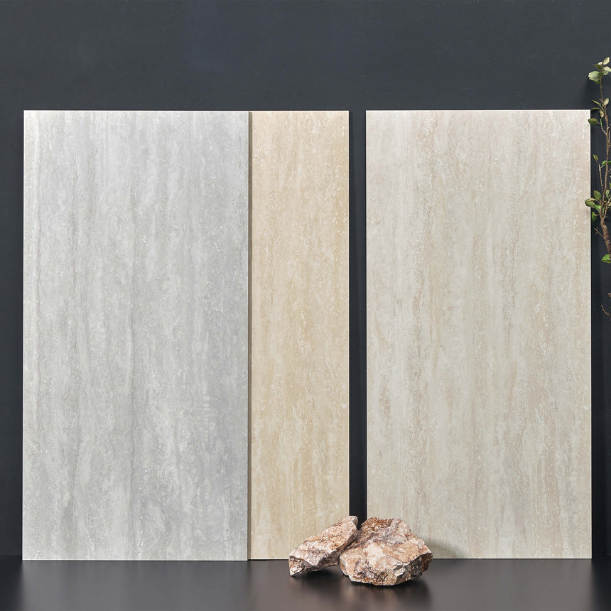 Ankara Travertine Vein Cut 1200x600 Matt Grey Travertine Look Tiles Tilemall