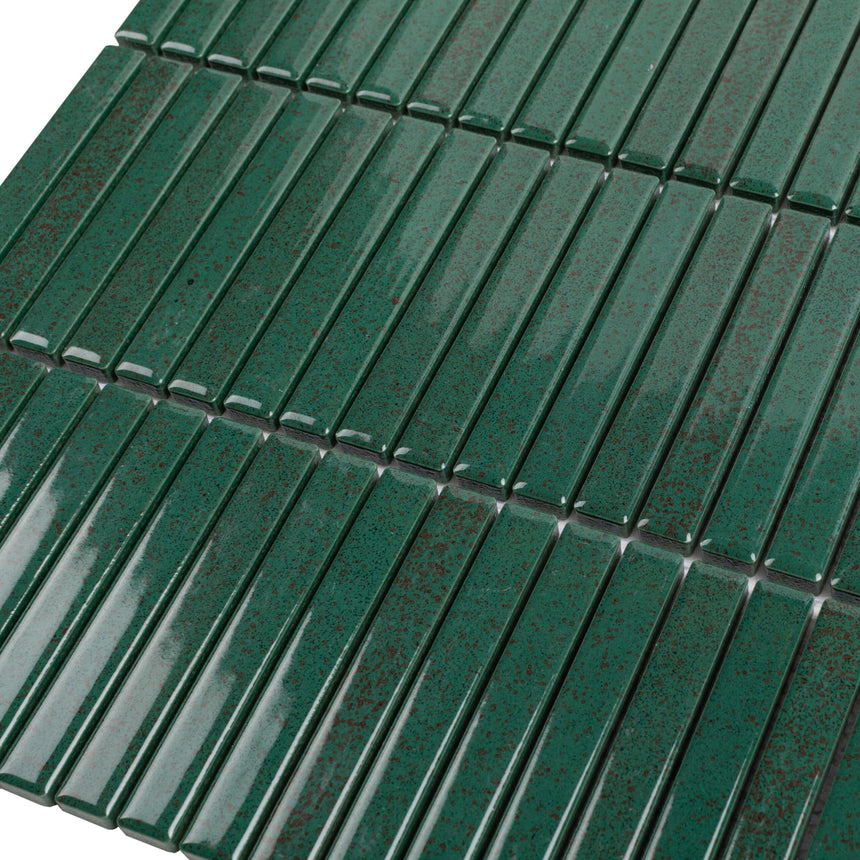 Antique Porcelain Mosaic Kit Kat 12x92 Gloss Coral Green Porcelain Mosaic Tilemall