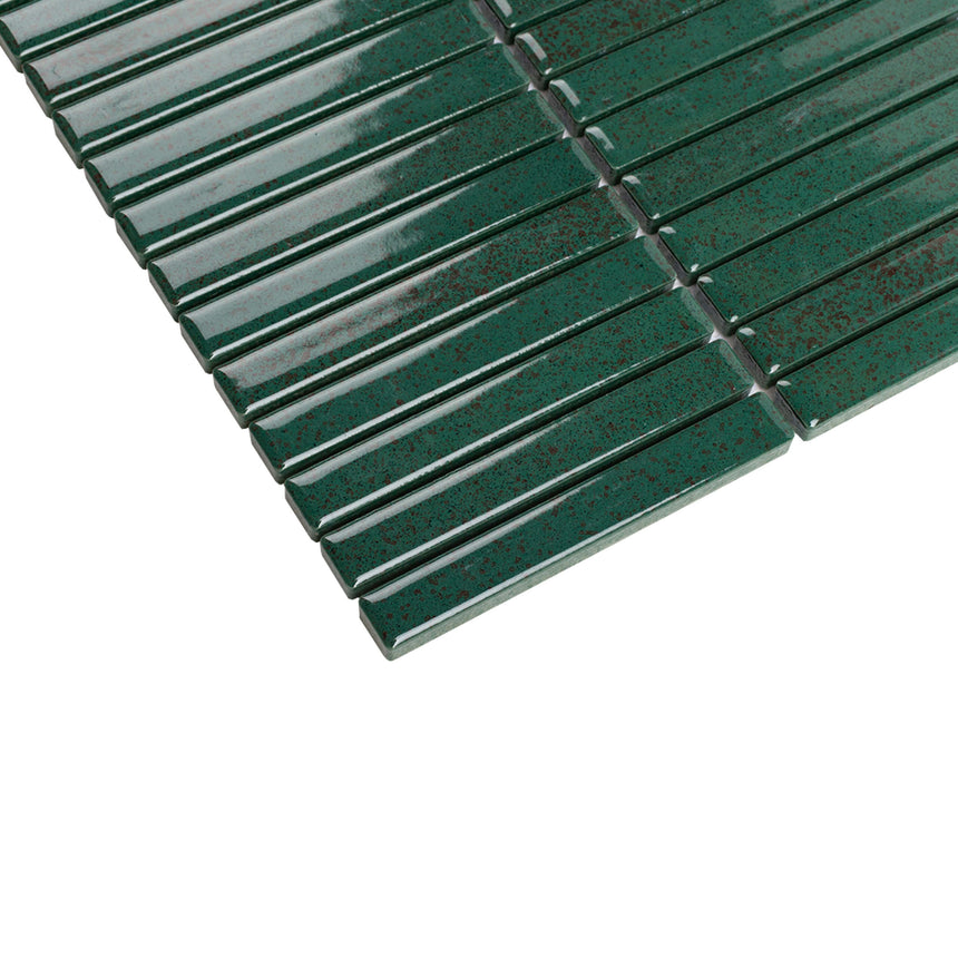 Antique Porcelain Mosaic Kit Kat 12x92 Gloss Coral Green Porcelain Mosaic Tilemall