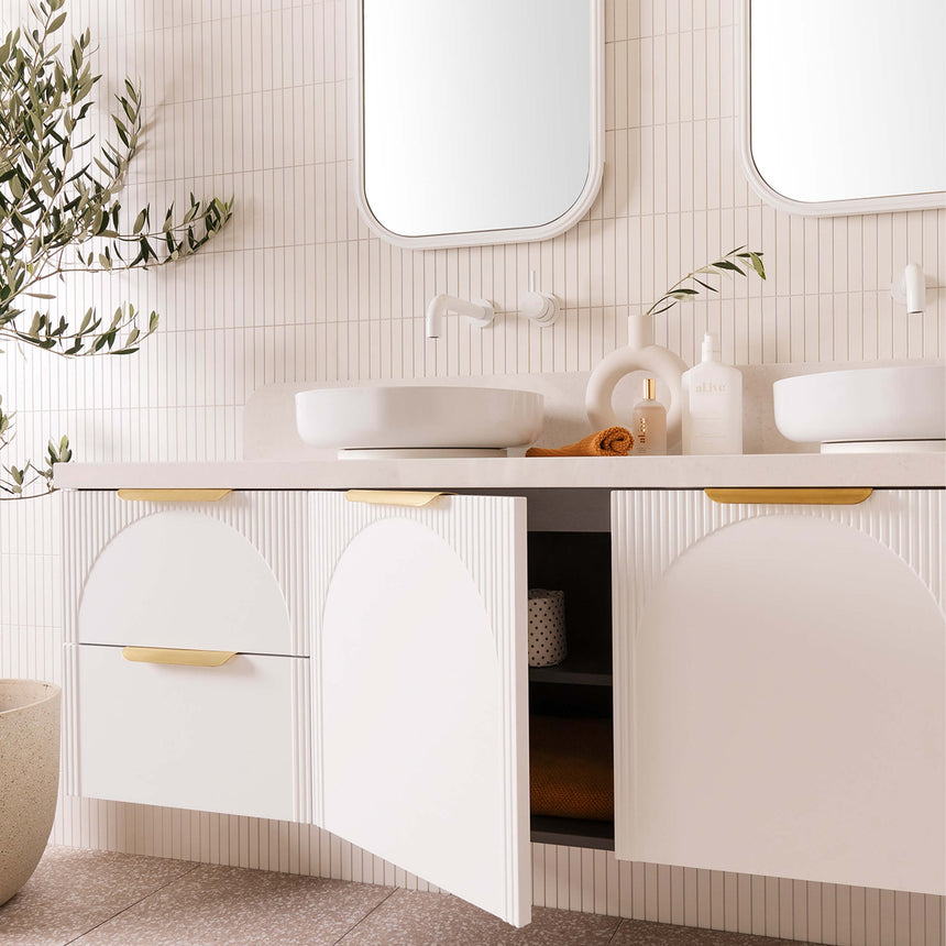 ADP Archie Door and Drawer Wall Hung Vanity Cherry Pie Premium Solid Surface Vanity ADP