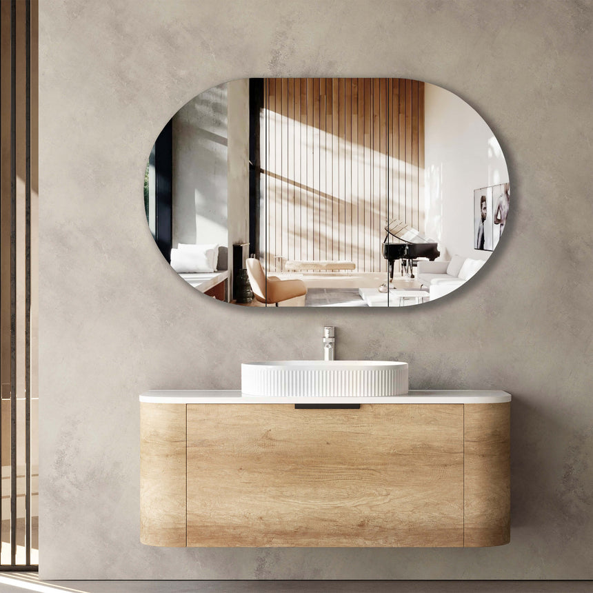 Bondi Natural Oak Single Basin Vanity Vanity Otti Australia 1200mm Solid Surface Cloudy Carrara-20mm