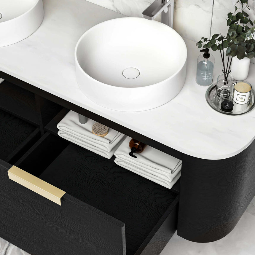 Bondi Black Oak Double Basin Vanity Vanity Otti Australia