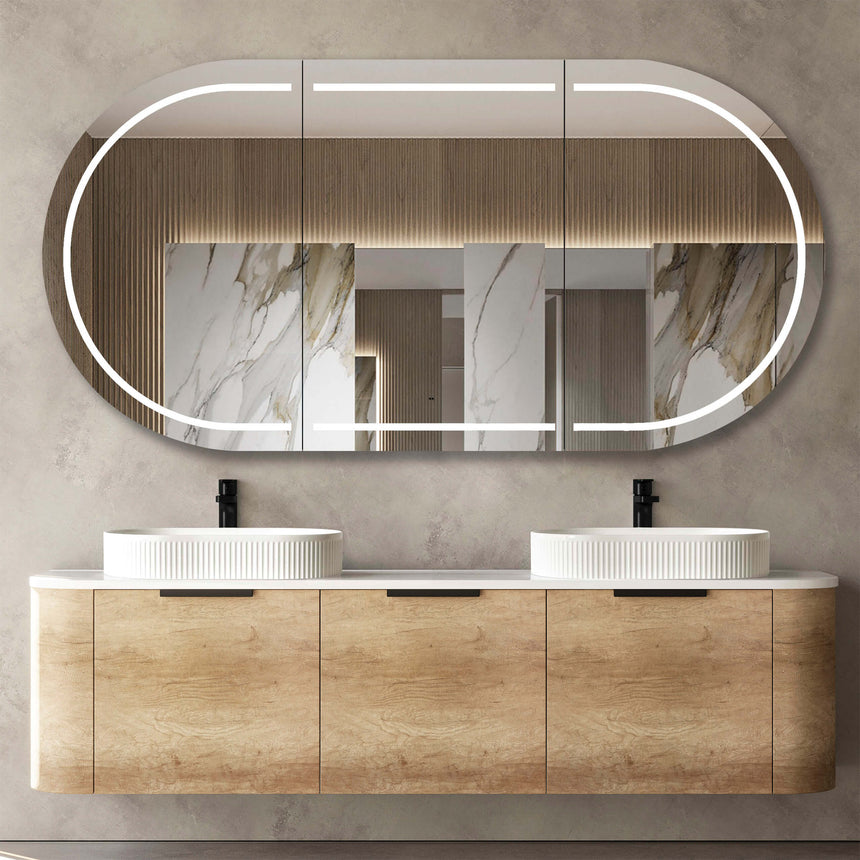 Bondi Natural Oak Double Basin Vanity Vanity Otti Australia 1800mm Solid Surface Cloudy Carrara-20mm