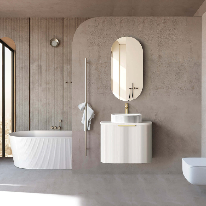 Bondi Satin White Fluted Single Basin Vanity Vanity Otti Australia