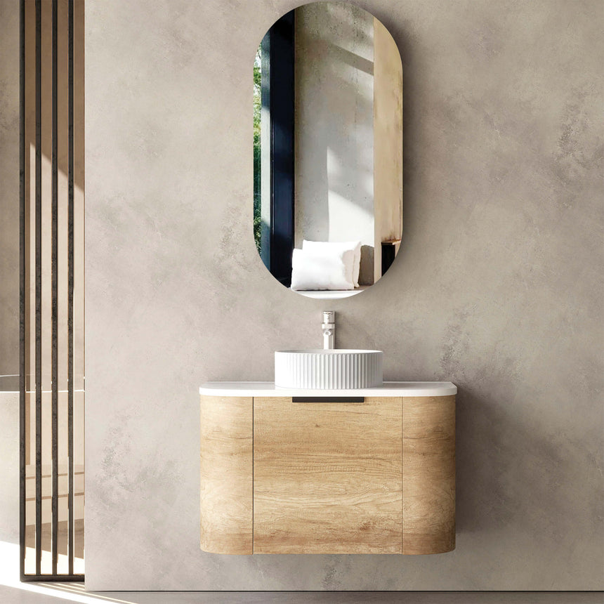 Bondi Natural Oak Single Basin Vanity Vanity Otti Australia 750mm Solid Surface Cloudy Carrara-20mm