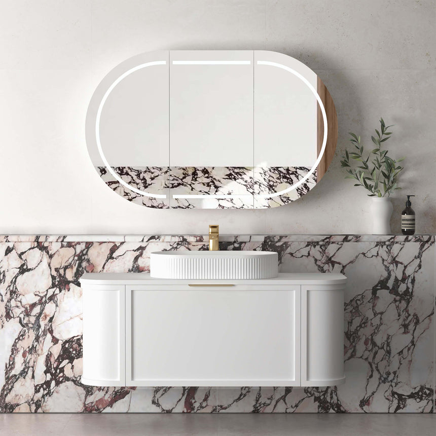 Hampshire Satin White Single Basin Vanity Vanity Otti Australia 1200mm Solid Surface Cloudy Carrara-20mm