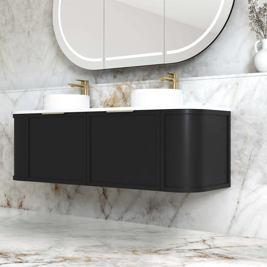 Hampshire Satin Black Double Basin Vanity Vanity Otti Australia