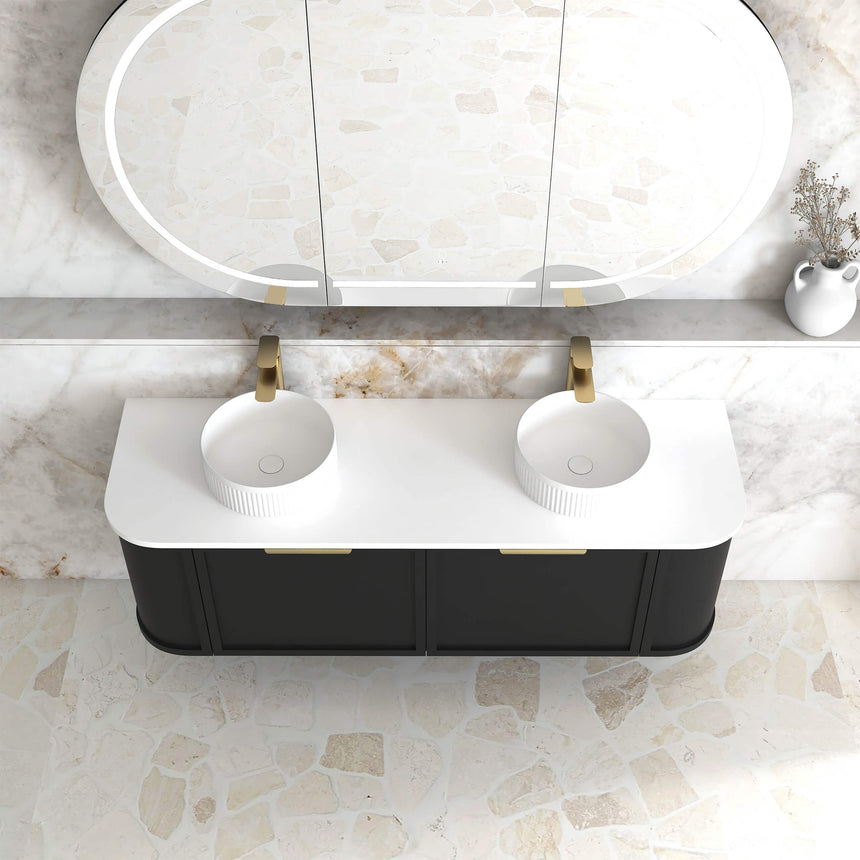 Hampshire Satin Black Double Basin Vanity Vanity Otti Australia