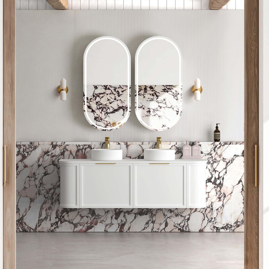 Hampshire Satin White Double Basin Vanity Vanity Otti Australia 1500mm Solid Surface Cloudy Carrara-20mm