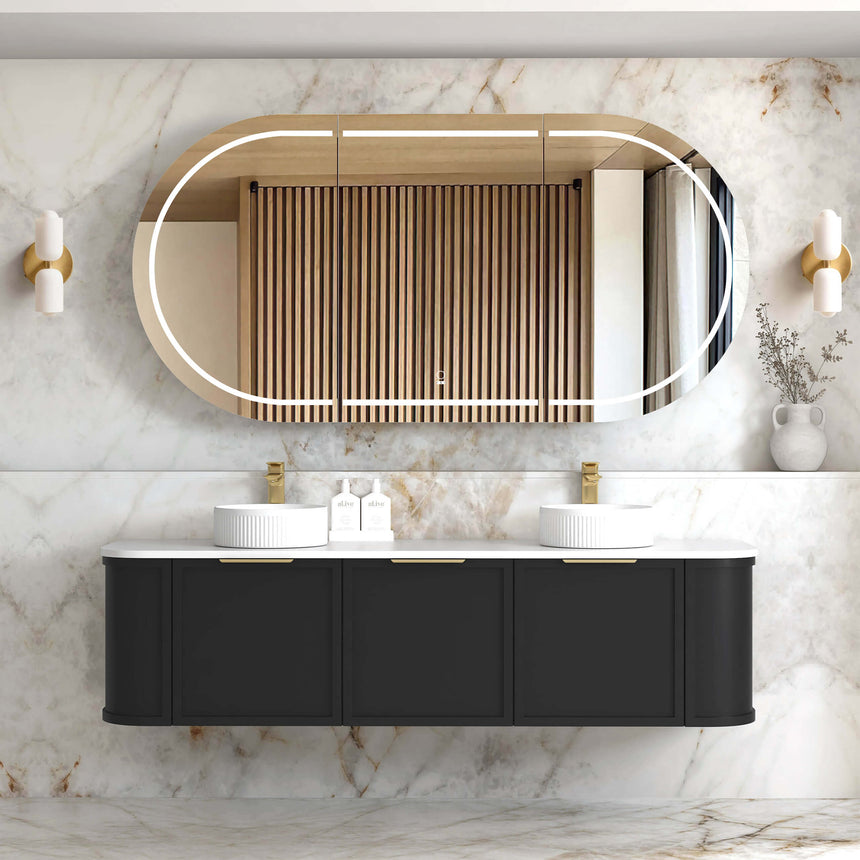 Hampshire Satin Black Double Basin Vanity Vanity Otti Australia 1800mm Solid Surface Cloudy Carrara-20mm
