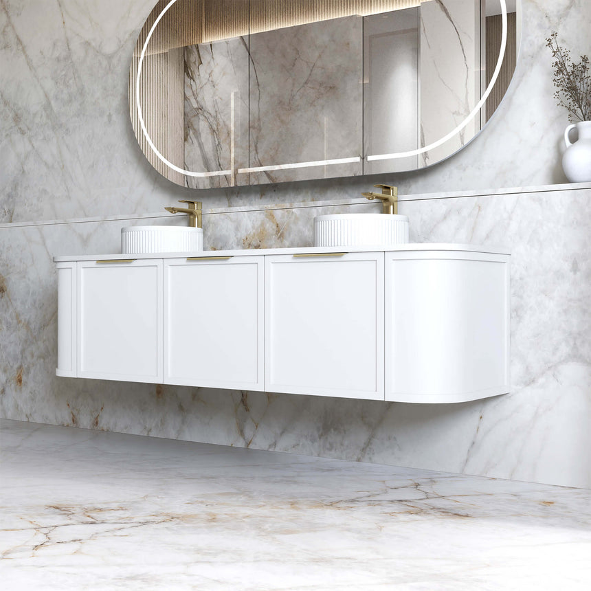 Hampshire Satin White Double Basin Vanity Vanity Otti Australia
