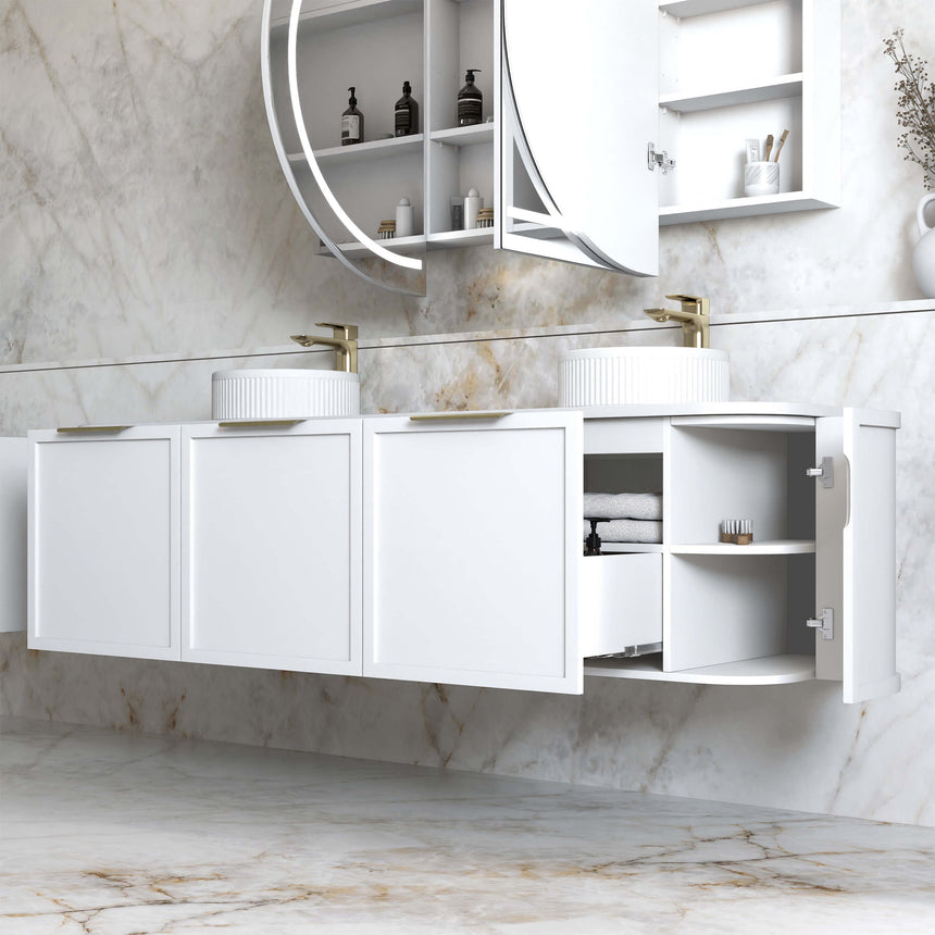 Hampshire Satin White Double Basin Vanity Vanity Otti Australia