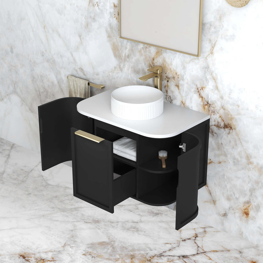 Hampshire Satin Black Single Basin Vanity Vanity Otti Australia