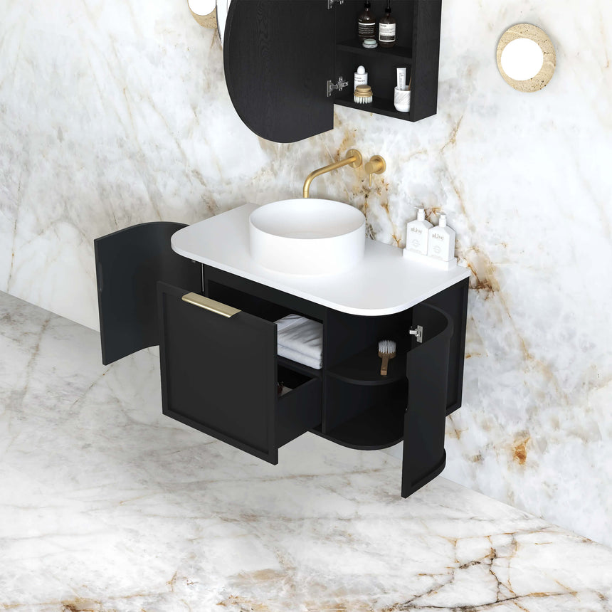 Hampshire Satin Black Single Basin Vanity Vanity Otti Australia