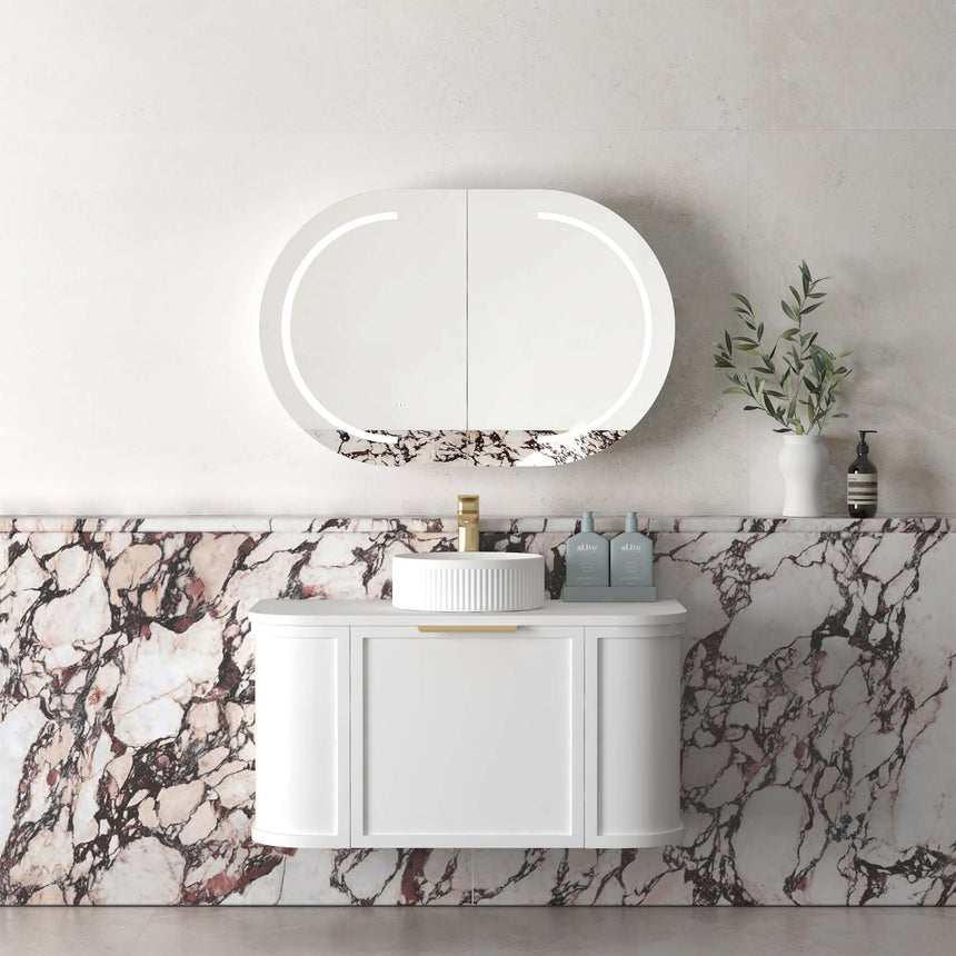 Hampshire Satin White Single Basin Vanity Vanity Otti Australia 900mm Solid Surface Cloudy Carrara-20mm