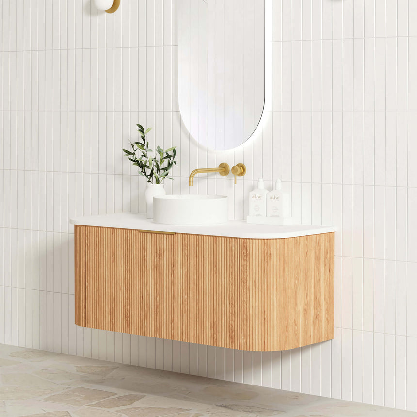 Bondi Woodland Oak Fluted Single Basin Vanity Vanity Otti Australia