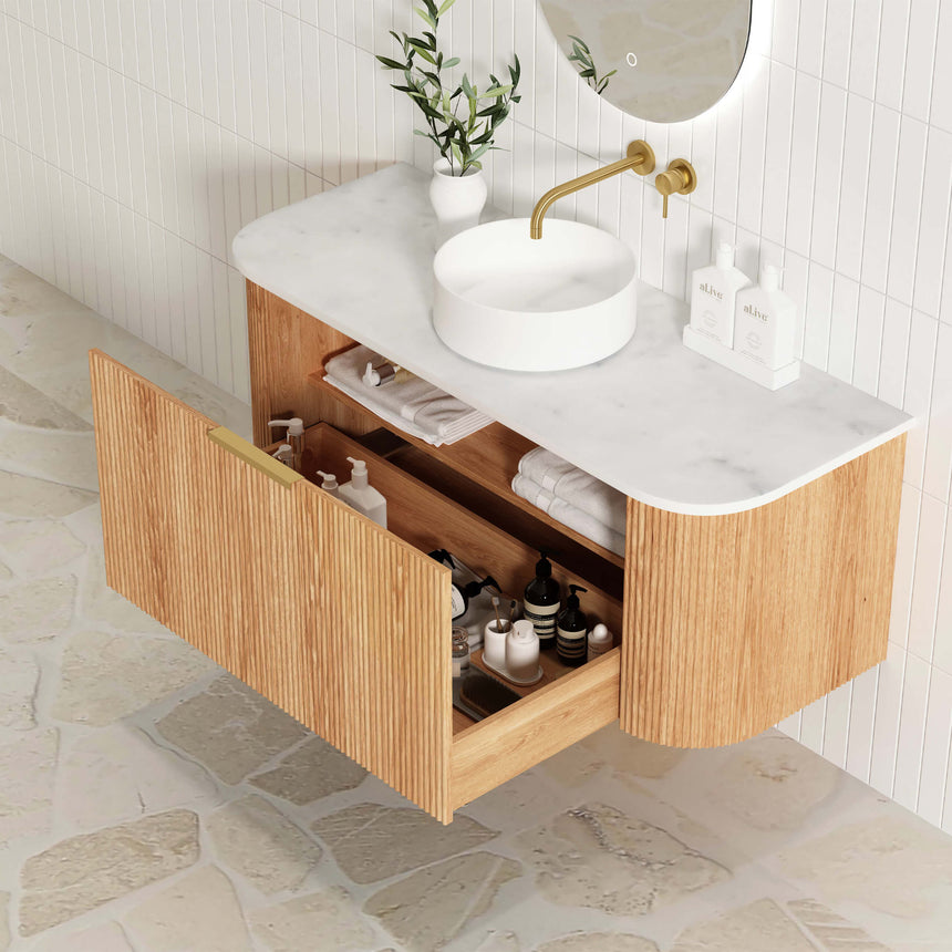 Bondi Woodland Oak Fluted Single Basin Vanity Vanity Otti Australia