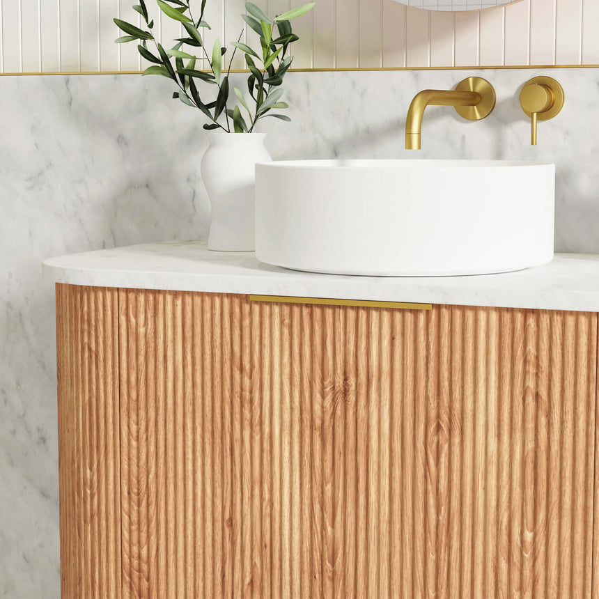 Bondi Woodland Oak Fluted Double Basin Vanity Vanity Otti Australia