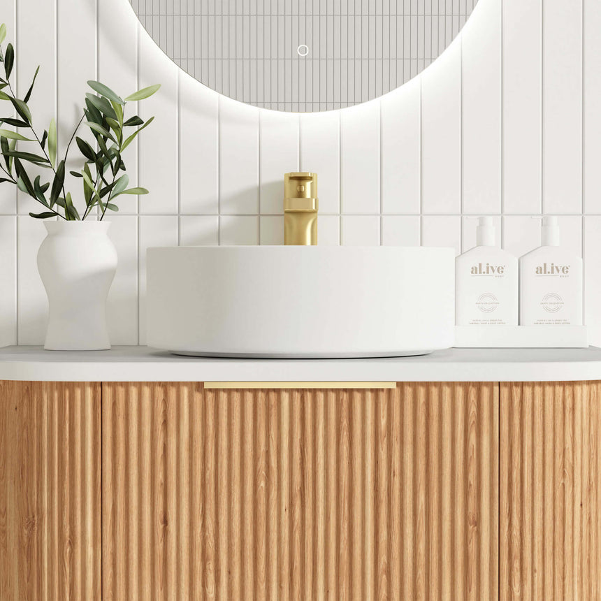 Bondi Woodland Oak Fluted Single Basin Vanity Vanity Otti Australia