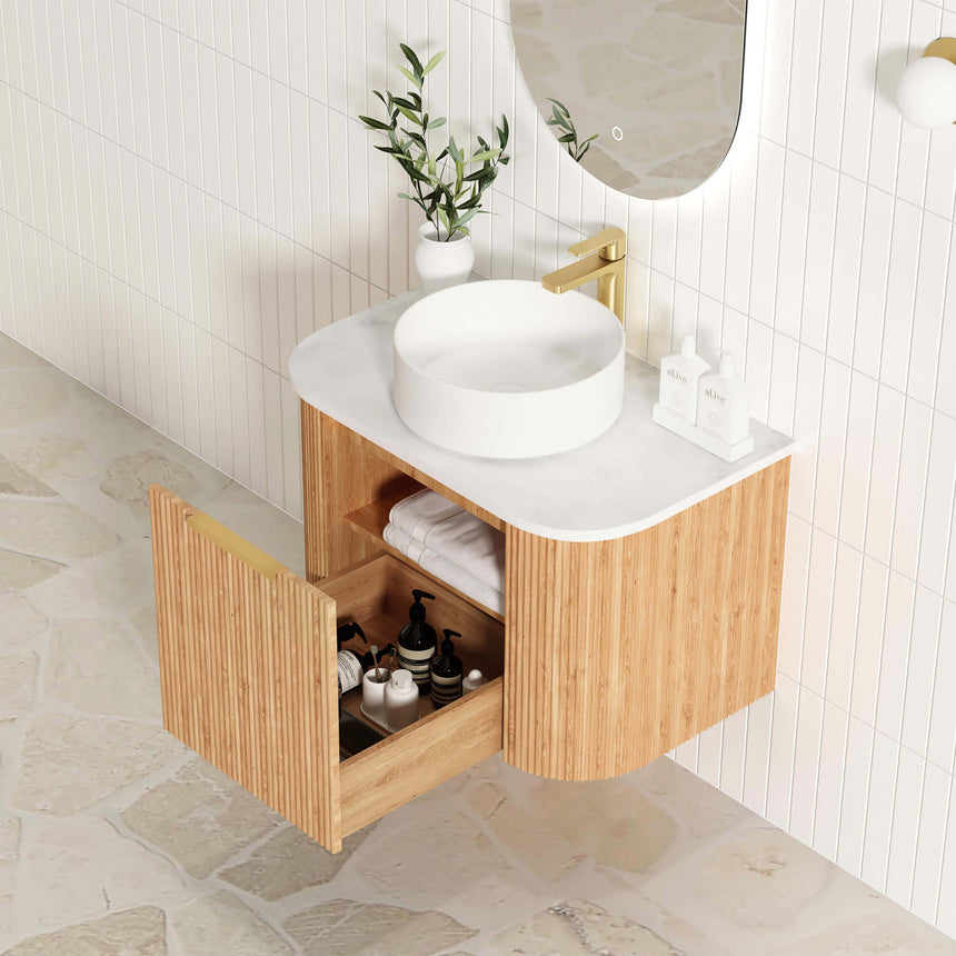 Bondi Woodland Oak Fluted Single Basin Vanity Vanity Otti Australia