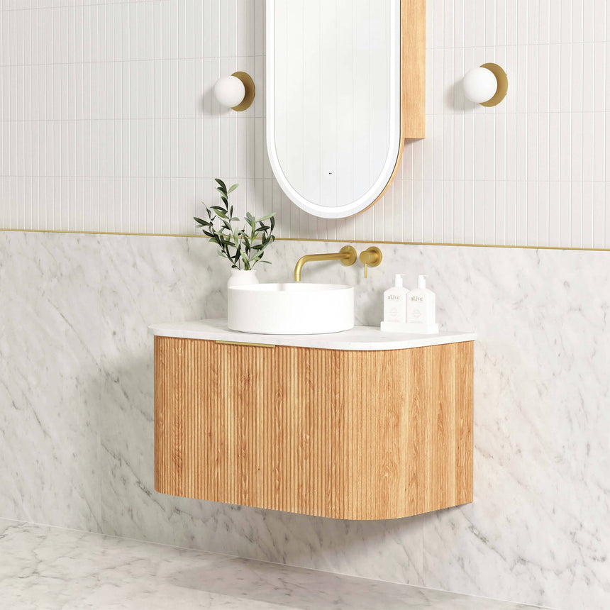 Bondi Woodland Oak Fluted Single Basin Vanity Vanity Otti Australia
