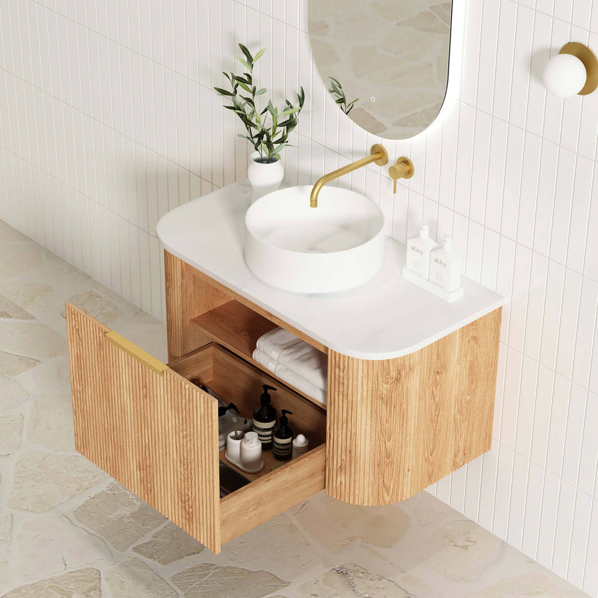Bondi Woodland Oak Fluted Single Basin Vanity Vanity Otti Australia