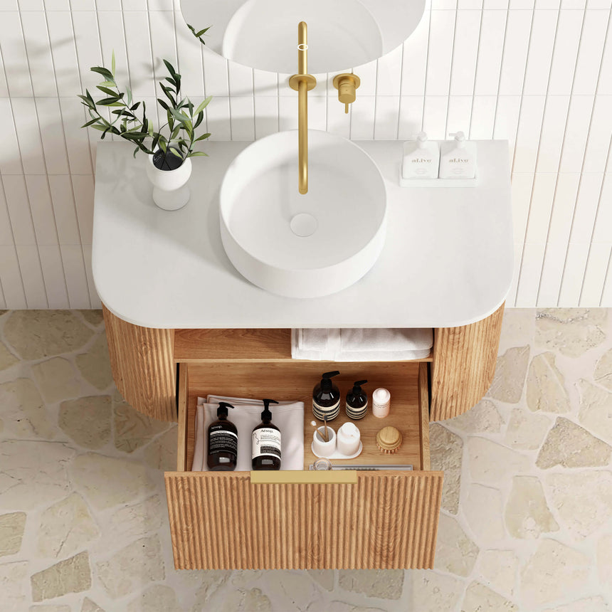 Bondi Woodland Oak Fluted Single Basin Vanity Vanity Otti Australia