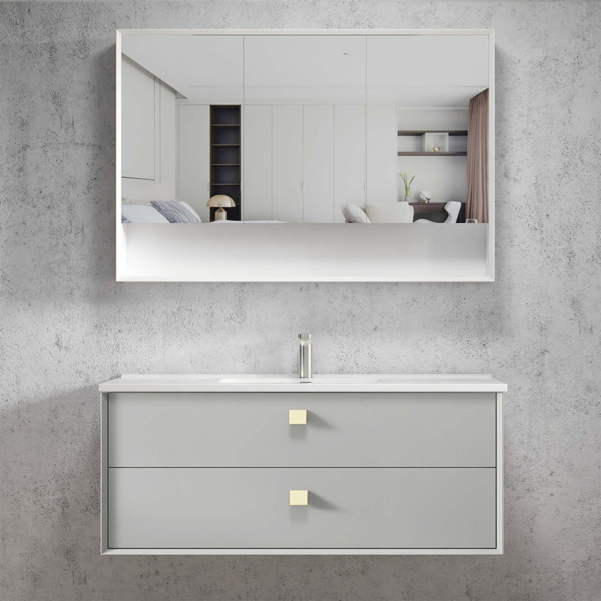 Boston Light Grey Ceramic Top Single Basin Vanity Vanity Otti Australia 1200mm