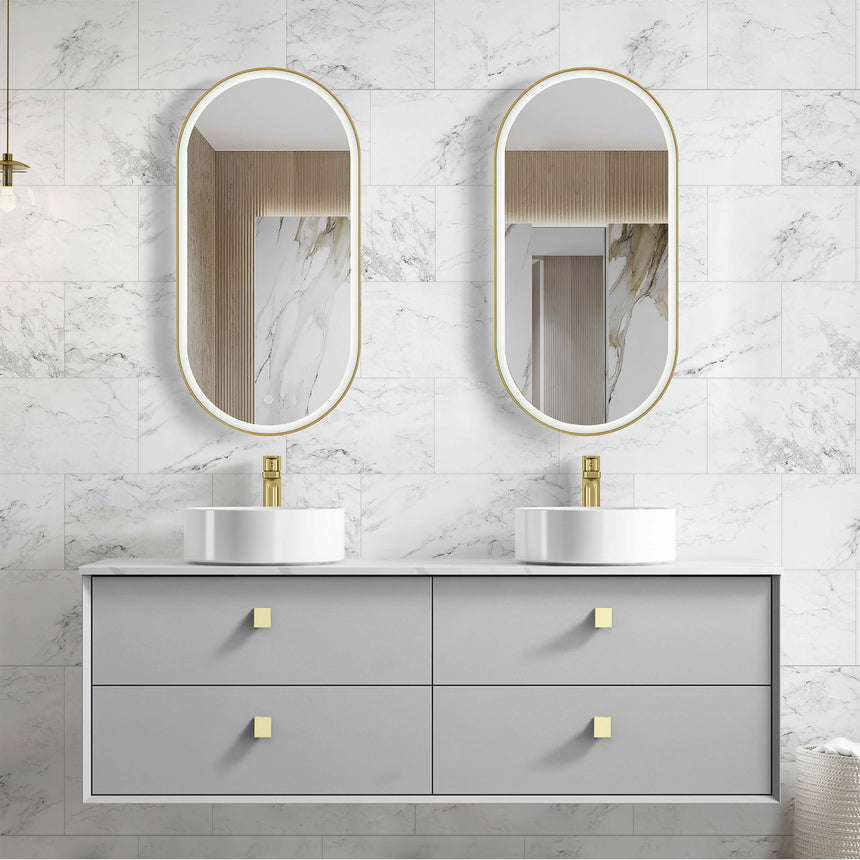 Boston Light Grey Double Basin Vanity Vanity Otti Australia 1500mm Solid Surface Cloudy Carrara-20mm Above Counter