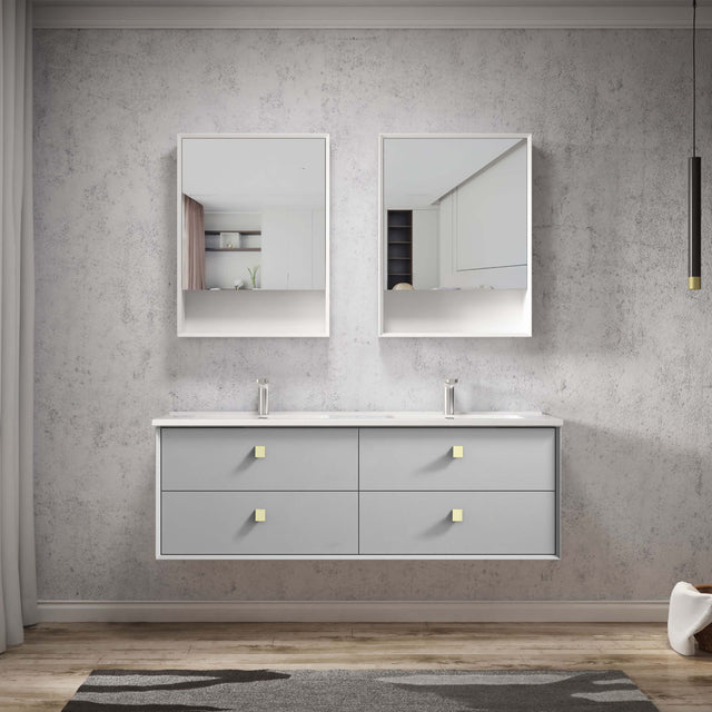 Boston Light Grey Ceramic Top Double Basin Vanity Vanity Otti Australia 1500mm