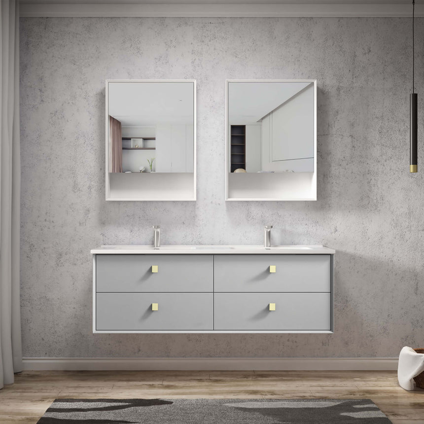 Boston Light Grey Ceramic Top Double Basin Vanity Vanity Otti Australia 1500mm