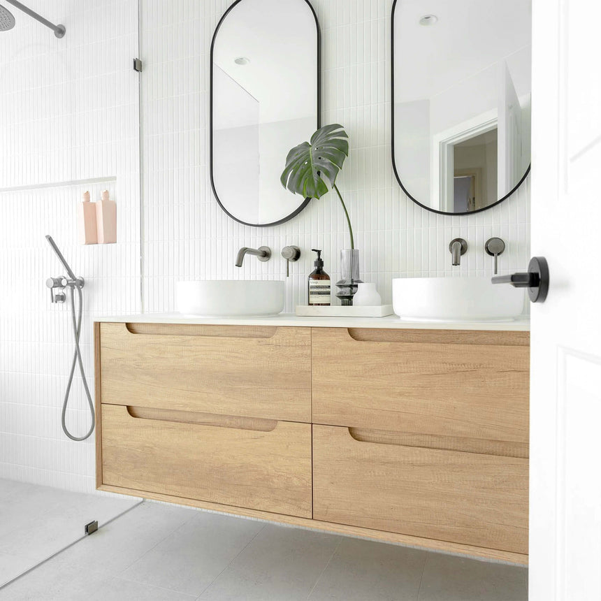 Byron Natural Oak Double Basin Vanity Vanity Otti Australia
