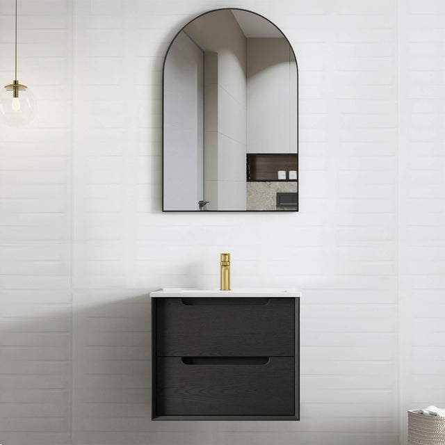 Byron Black Oak Ceramic Top Single Basin Vanity Vanity Otti Australia 600mm