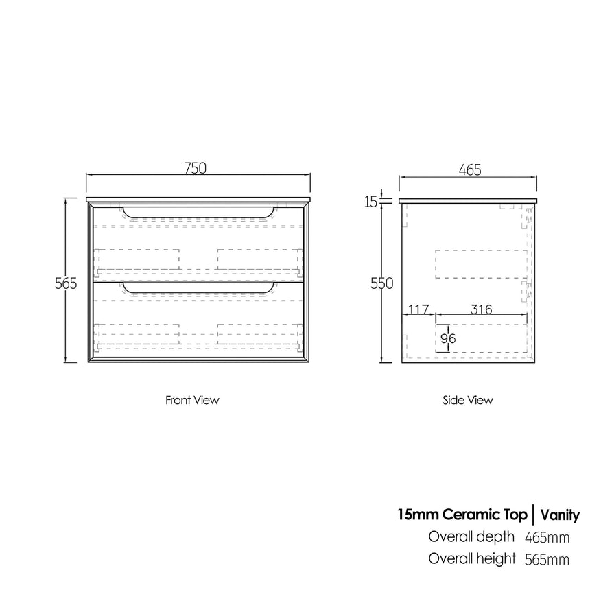 Byron Black Oak Ceramic Top Single Basin Vanity Vanity Otti Australia
