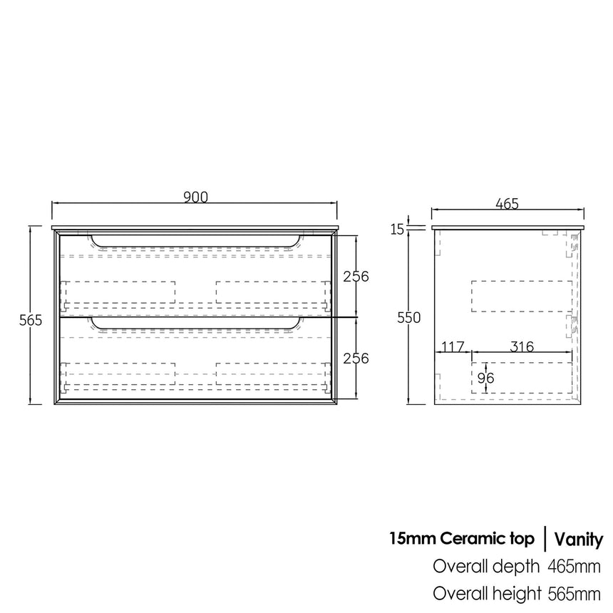 Byron Natural Oak Ceramic Top Single Basin Vanity Vanity Otti Australia