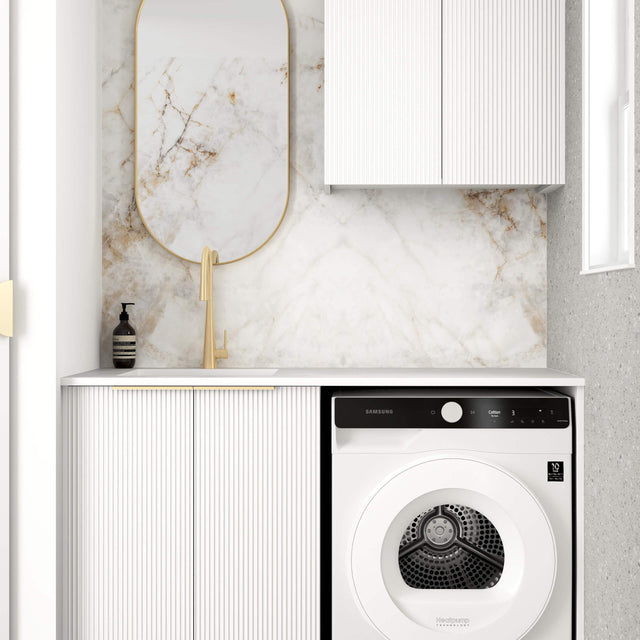 Bondi Matte White Laundry Sets 1305mm Laundry Otti Australia Quartz Aterra Type A