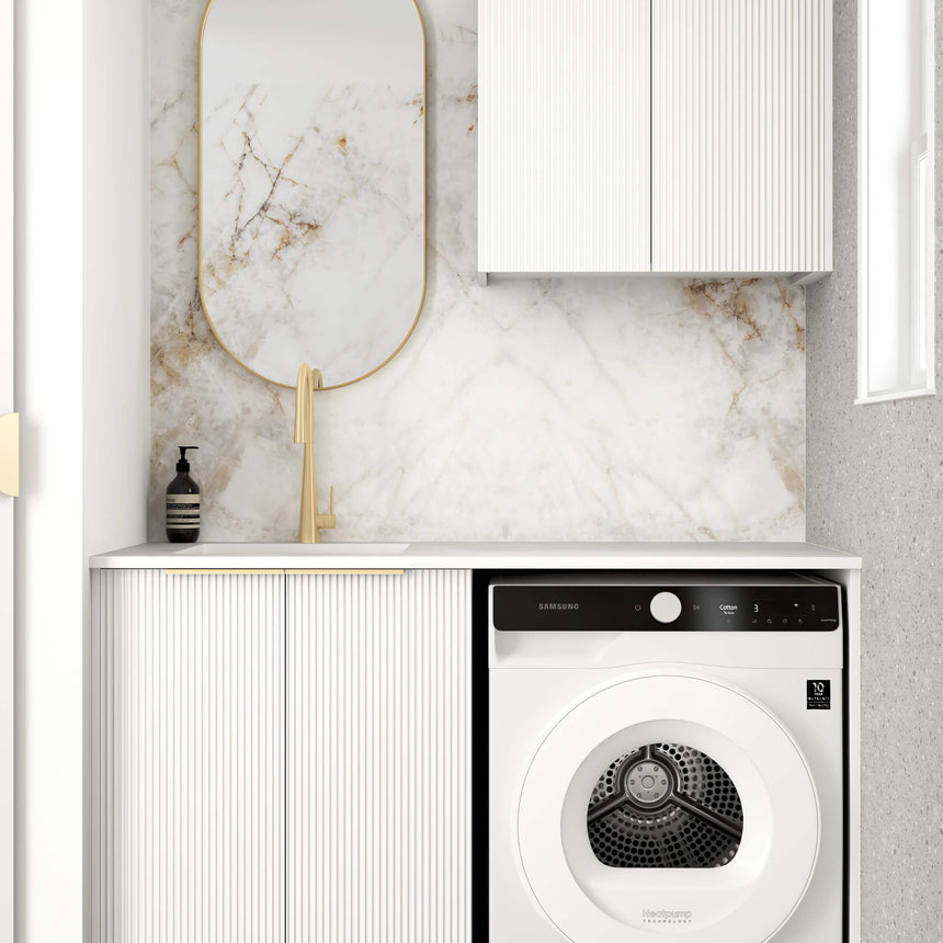 Bondi Matte White Laundry Sets 1305mm Laundry Otti Australia Quartz Aterra Type A