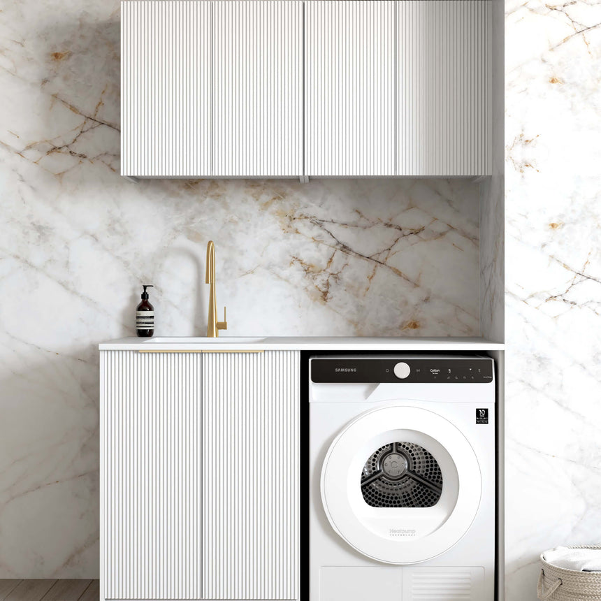 Bondi Matte White Laundry Sets 1305mm Laundry Otti Australia Quartz Aterra Type B