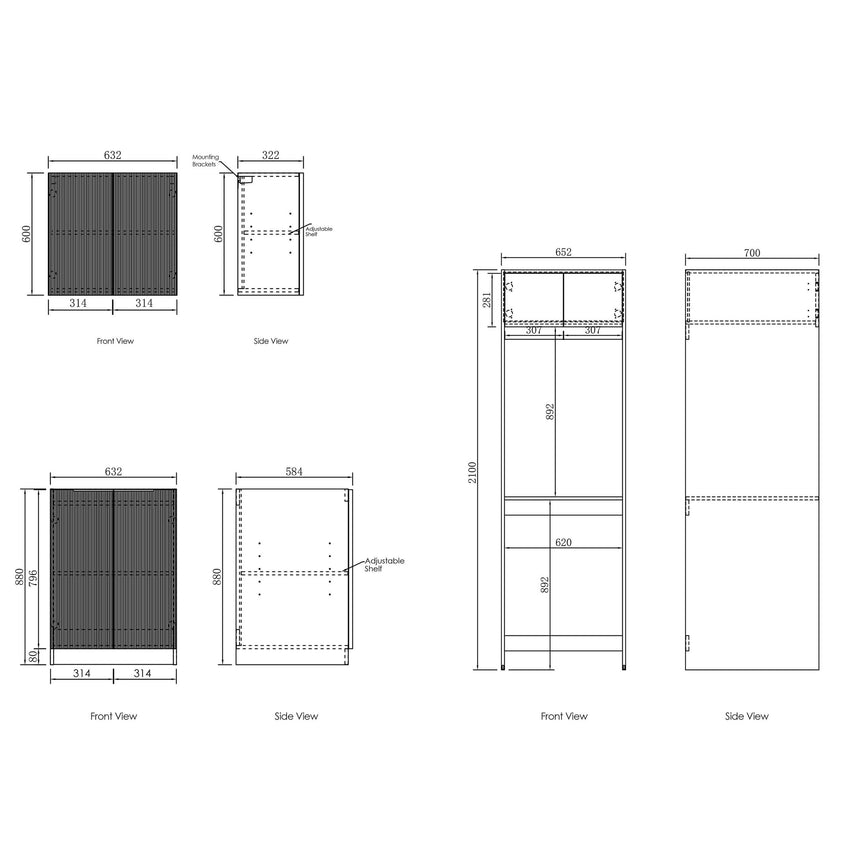 Bondi Matte White Laundry Sets 1960mm Laundry Otti Australia