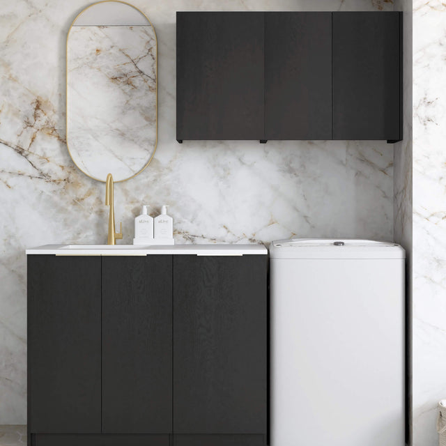 Byron Black Oak Laundry Sets with Internal Drawer 1715mm Laundry Otti Australia Quartz Aterra Type A