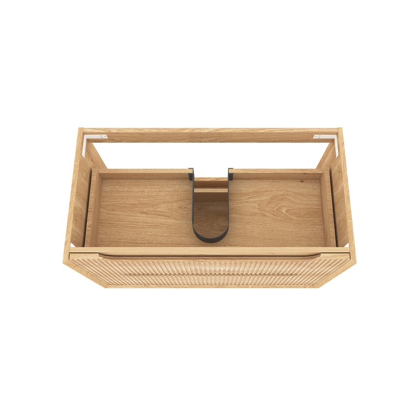 Otti Byron Fluted vanity base structure 740mm showing internal construction and pipe management by Tilemall