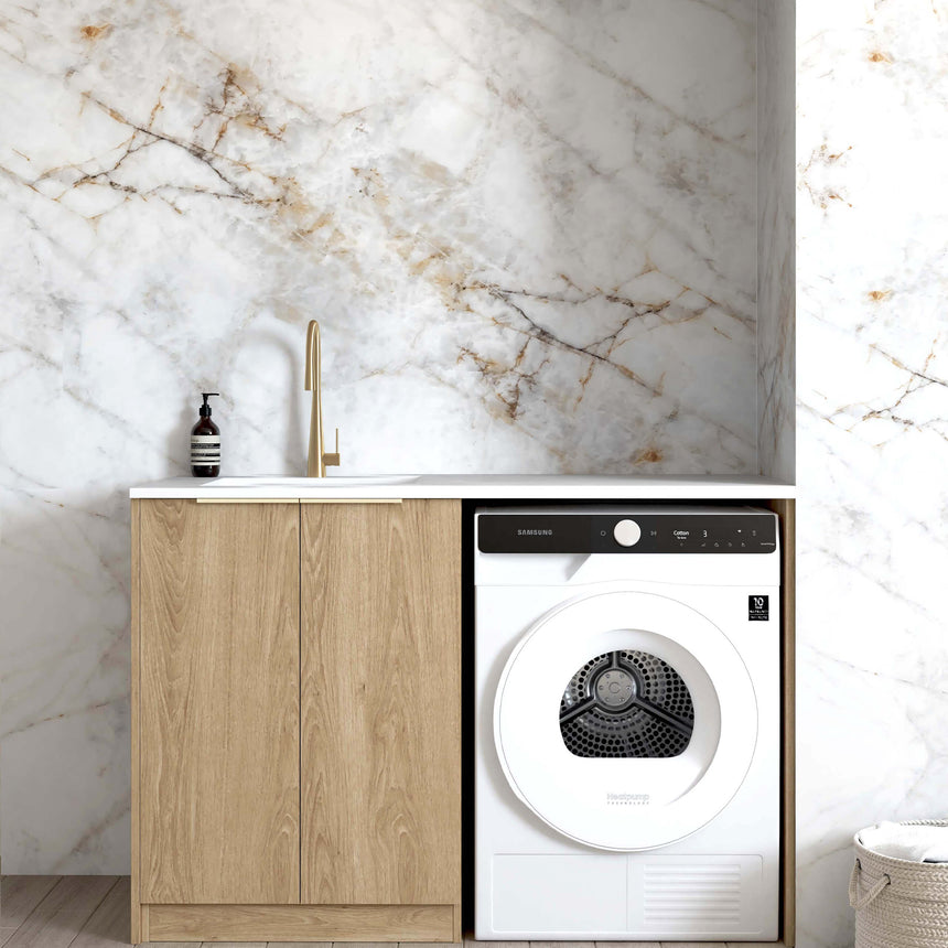 Byron Natural Oak Base Cabinet Sets Floor Standing Joinery 1300mm Laundry Otti Australia Quartz Aterra