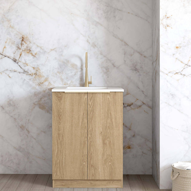 Byron Natural Oak Base Cabinet Sets Floor Standing Joinery 650mm Laundry Otti Australia Quartz Aterra